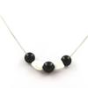 Stones and Minerals. 8mm Black Agate + Howlite Bead Necklace from the USA Stainless Steel Chain.
