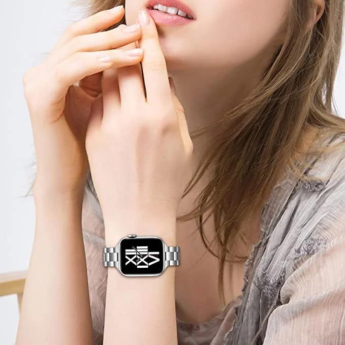 Тонкий металлический ремешок для Apple Watch 10 9 8 7 41 мм 45 мм 42 мм 46 мм Женский браслет из нержавеющей стали iWatch Ultra 49 мм 6 5 4 3 SE2 Ремешок