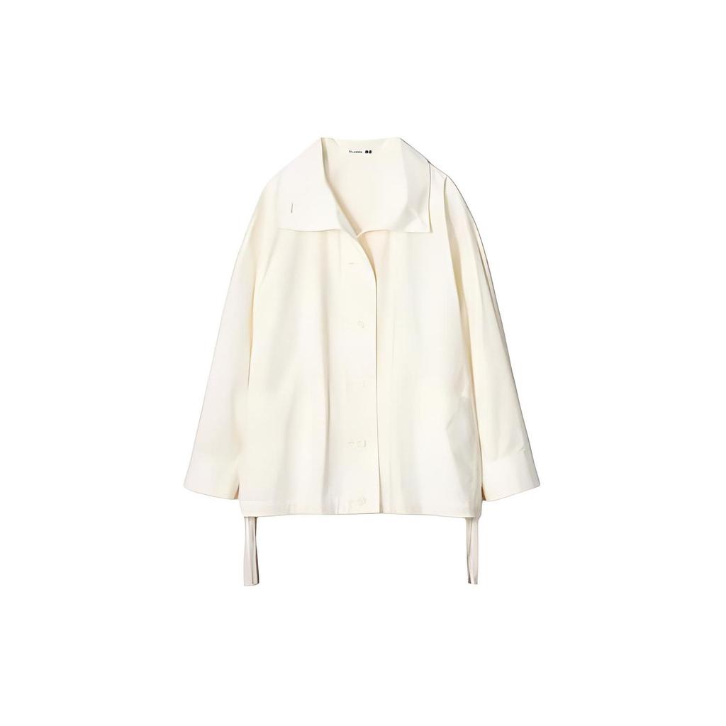 Uniqlo Коллаборация JW Anderson Весна/Лето 24 Хлопковая Оверсайз Рубашка на Пуговицах с Длинным Рукавом Куртка Женские куртки Off-White 467015-01