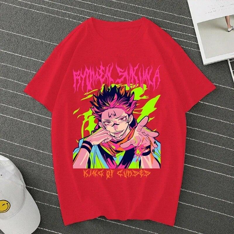 Горячее аниме Jujutsu Kaisen Ryomen Sukuna футболка женская свободная повседневная FeUnisex с коротким рукавом с круглым вырезом Harajuku модная футболка Y2k Топ унисекс