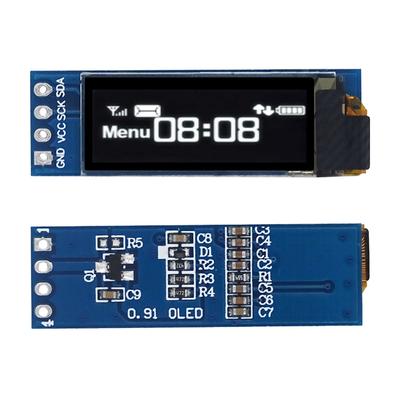 Модуль дисплея OLED I2C 0,91 дюйма I2C SSD1306 Модуль дисплея OLED Белый / СИНИЙ Драйвер экрана OLED I2C DC 3,3 В ~ 5 В для Arduino