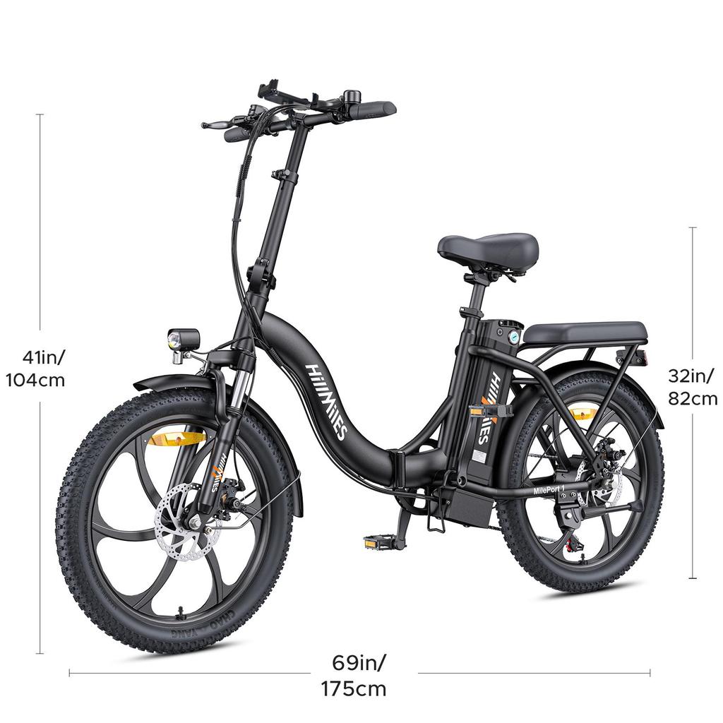 HillMiles MilePort 1 Низкопрофильный электровелосипед: 250 Вт, аккумулятор 36 В 13 Ач, запас хода 100 км, колесная база 20 дюймов, подходит для городских поездок и работы взрослых.
