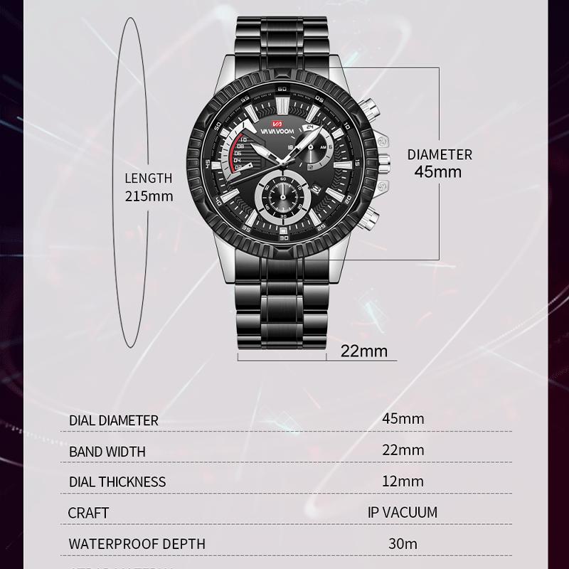 VAVA VOOM Лучший бренд класса люкс Мужские кварцевые часы Дата Календарь Деловые наручные часы Мужские военные повседневные светящиеся спортивные часы Мужские Relogio Masculino