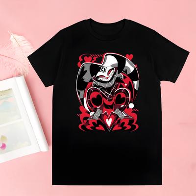 Футболка с мультяшным рисунком "Helluva Boss" для мужчин и унисекс, аниме-мультфильм, летняя футболка с коротким рукавом в винтажном стиле.