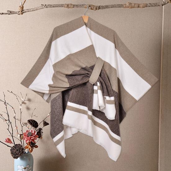 Шаль шарф с цветным полосатым принтом имитация кашемира накидка вечерняя одежда свадьба теплый зимний шарф