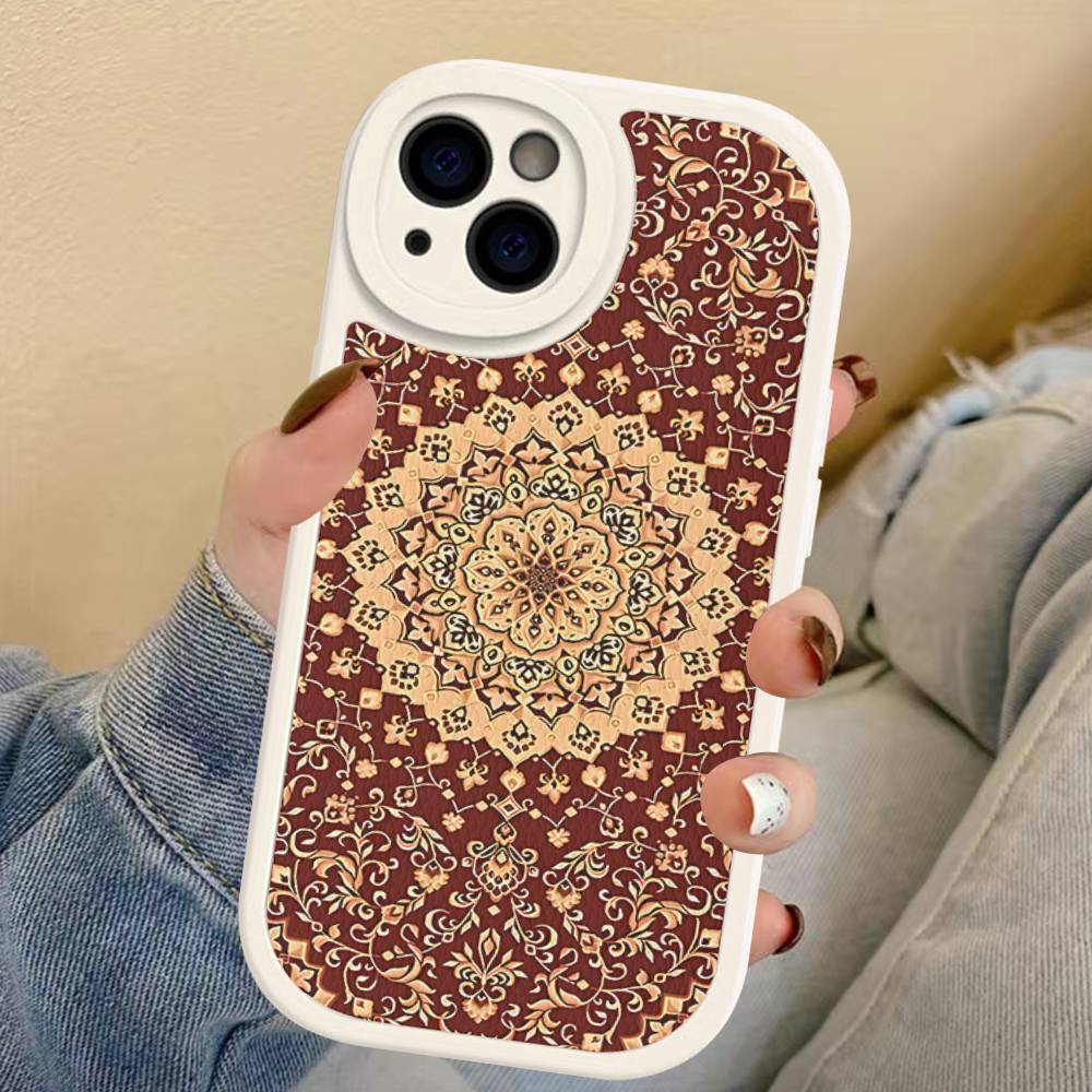 Persian Carpet Floral Pattern Phone Case For IPhone 16 15 14 13 12 11 Pro Max Plus Leather Soft Cover