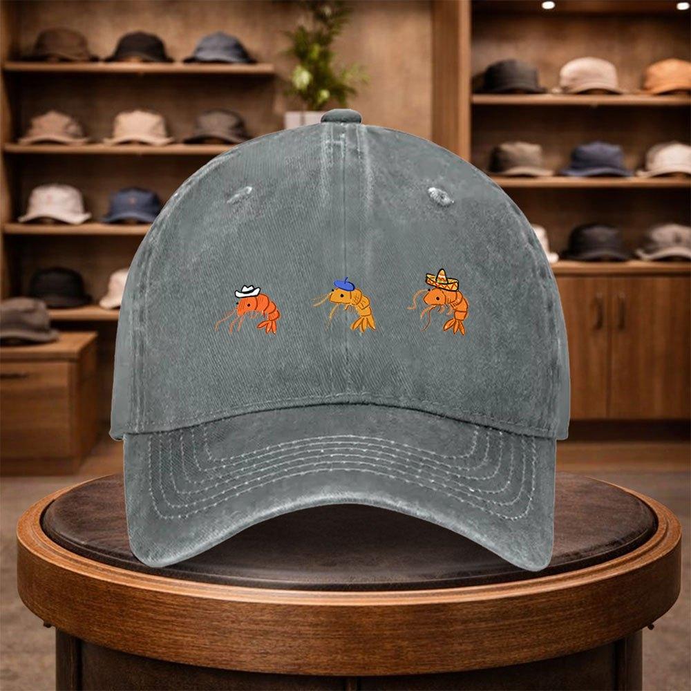 A MenS Cartoon Shrimp Baseball Cap Stylish And Adjustable for Outdoor Use Featuring an Urban Design This Lightweight And Fas