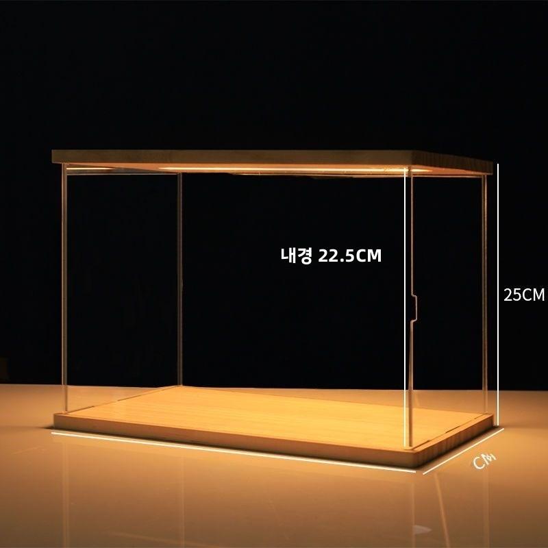 Acrylic Transparent Display Box with Light Premium Wooden Dustproof Storage for Figurines Living Room Display Cabinet