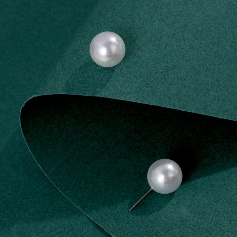 Elegant Round Ball Earrings 4mm 5mm 6mm 8mm 10mm 12mm Ear Stud Fashion Pearl Earrings Women