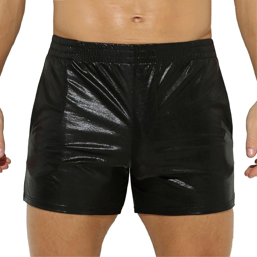 Мужские блестящие шорты-боксеры из искусственной кожи с низкой посадкой, плавки, шорты с попой