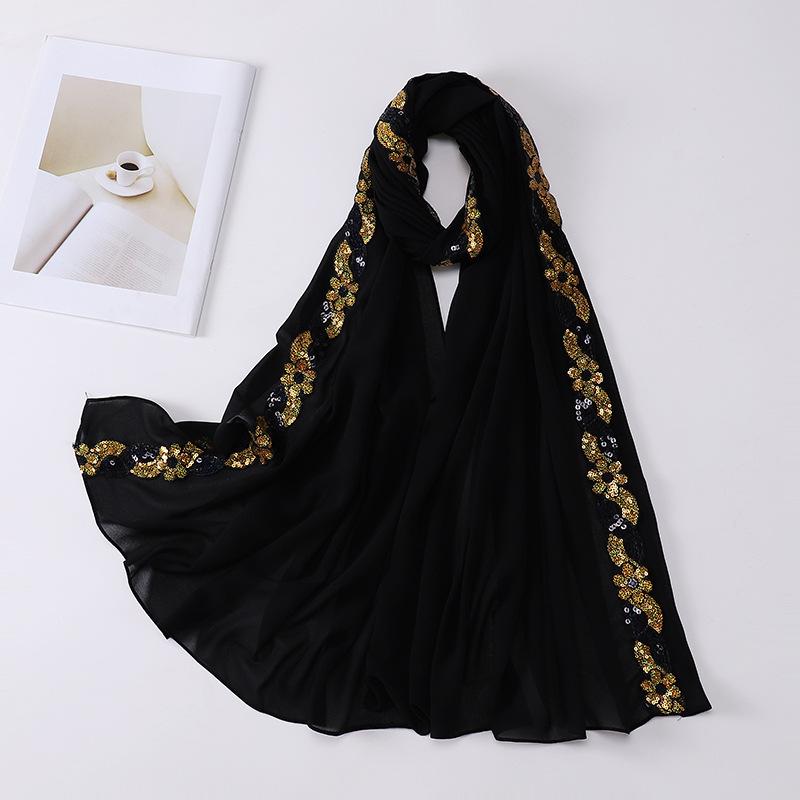 Шифоновый Хиджаб Шарф Тюрбан Для Мусульманских Женщин Модный Платок На Голову Шарфы Платки С Блестками Повязки На Голову Вуаль Исламская Повязка На Голову Рамадан Воале