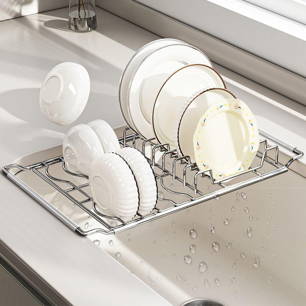 Non-slip Expandable Dish Rack Rustproof Bowl Drain Shelf Sink Plate Holder  Dish Drying