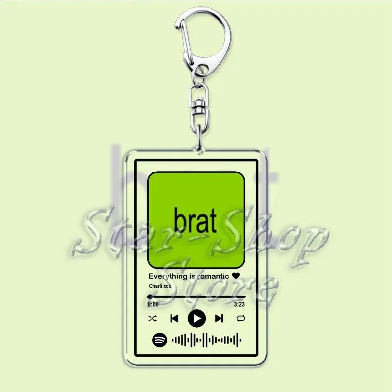 Музыка Charli XCX Альбом Brat Брелоки Горячие Песни Плейлист Подвеска Брелок для Аксессуаров Сумка Кольцо Брелок Украшения Подарки для Фанатов