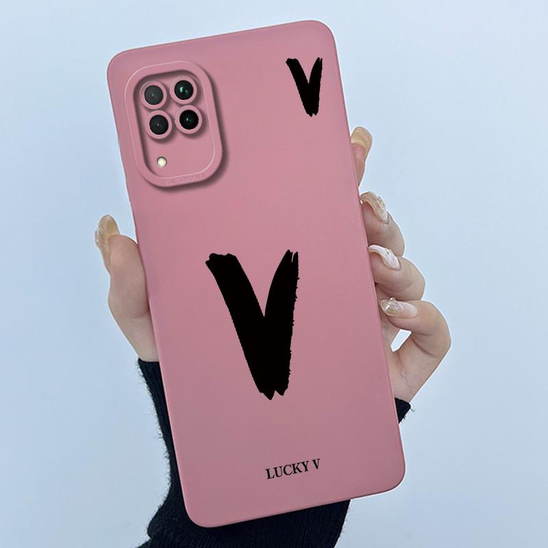 For Huawei Nova 7i Case Cover Lucky Initial Letter Liquid Soft Silicone Phone Bumper for Huawei P40 Lite Nova7i JNY-LX2 Casing