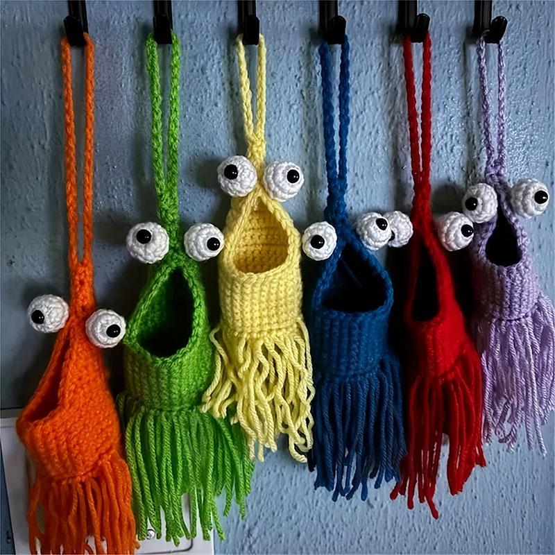 1Pc Bag Decoration Fashion Wall Storage Bag Manual Birthday Present Practical Car Hanging Knitted Hanging Basket