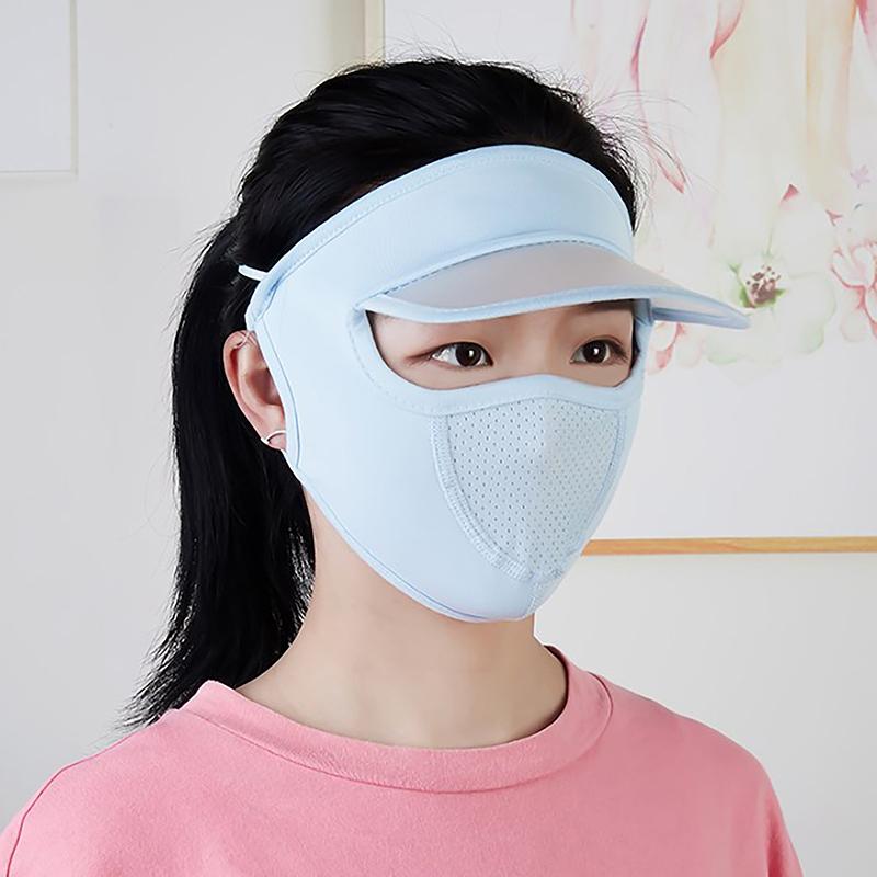 Summer Sunscreen Ice Silk Mask Uv Protection Face Cover Sunscreen Veil Face With Brim Outdoor Cycling Sun Protection Hats Caps