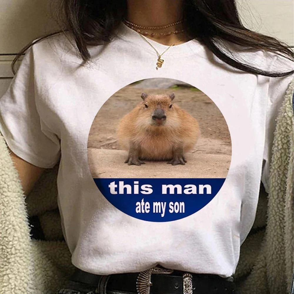 Cute Capybara Clothing T-Shirt Women Vintage Cartoon T Shirt Female Casual Anime Top Tees T Shirt Manga Women Graphic Tee Tops