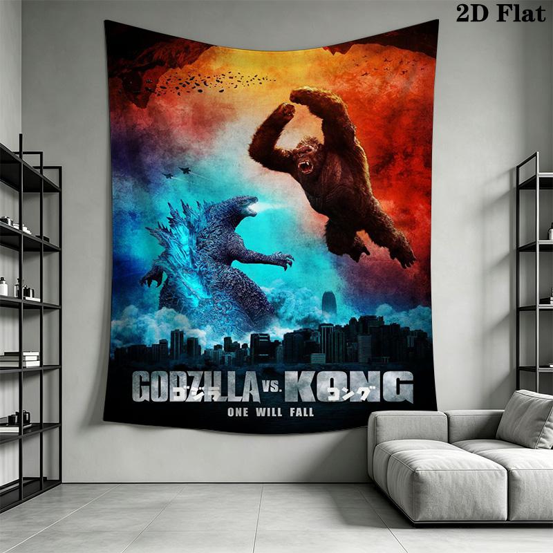 Godzilla Vs Kong Epic Clash Unleashed Tapestry Fashion Print Background Cloth Wall Covering Decoration Atmospheric Background Cloth Wall Decoration