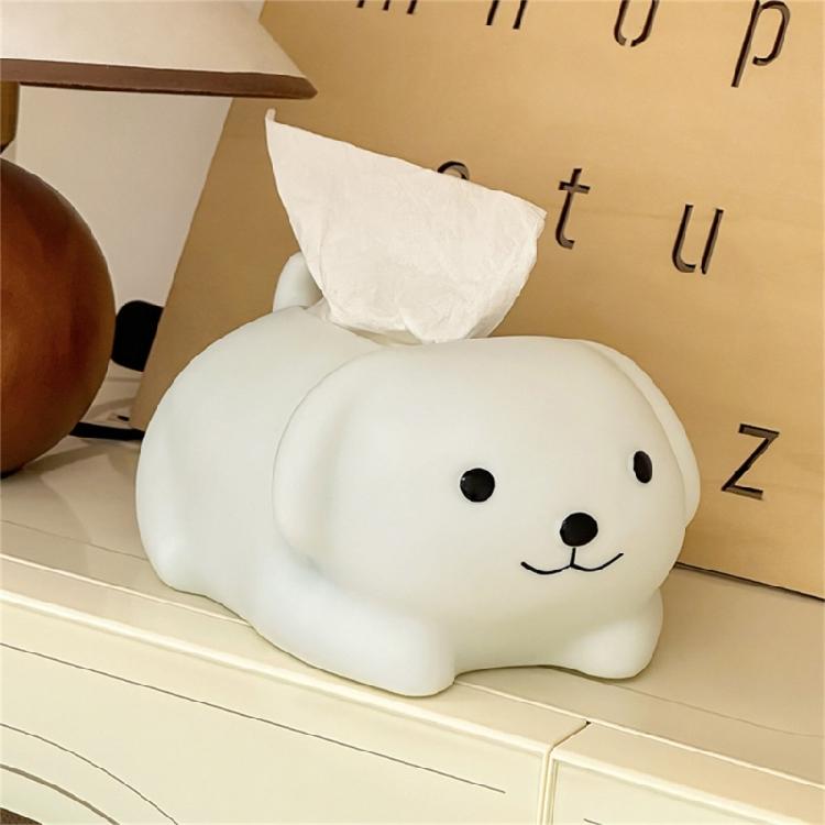 Elegant White Dog Tissue Dispenser Enamel Coating Kitchen Countertop Organizer Home Decoration Gift