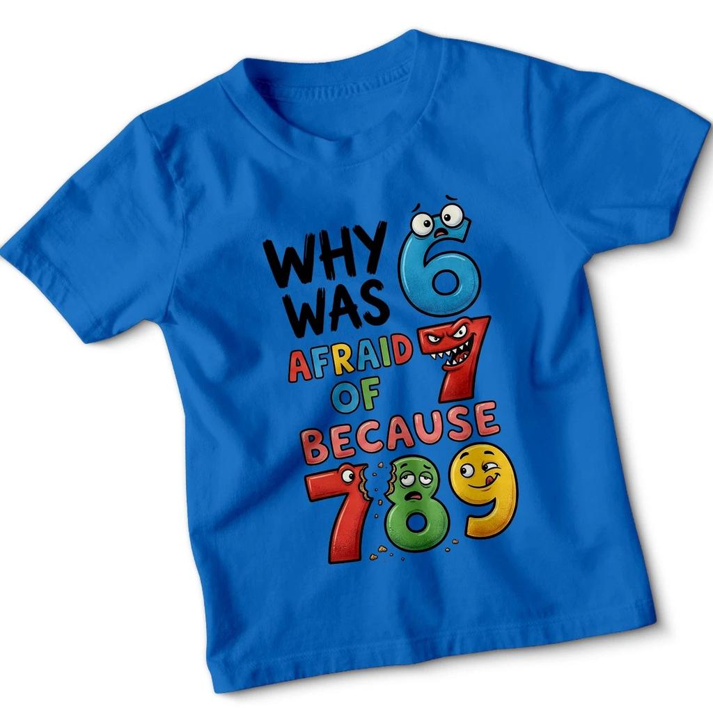 Why Was Afraid Of Because Numbers Pun Humor Kids T-Shirt Funny Joke#1