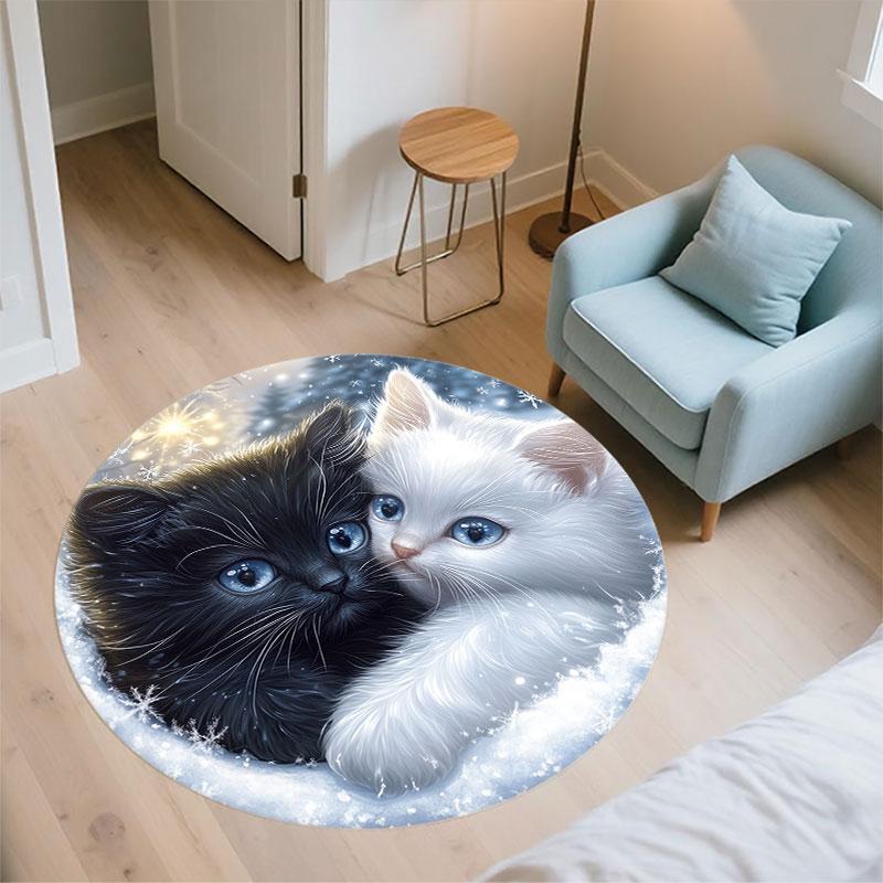 Kitten pattern round rug,Carpet Rug for Living Room Bedroom Playroom ,Non-slip Floor Mat,Holiday Gifts and Birthday Gifts.