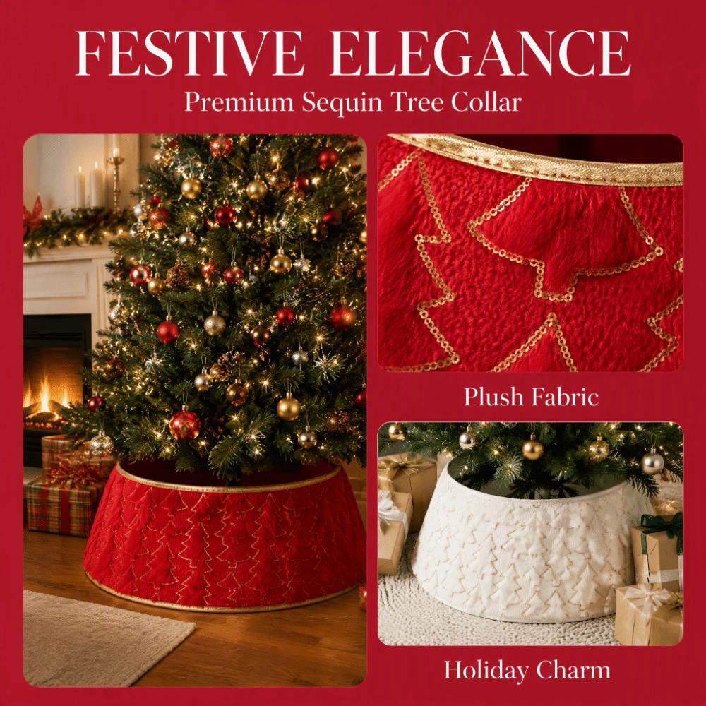 Round Christmas Tree Skirts Foldable Xmas Tree Foot Cover Christmas Tree Collar Home