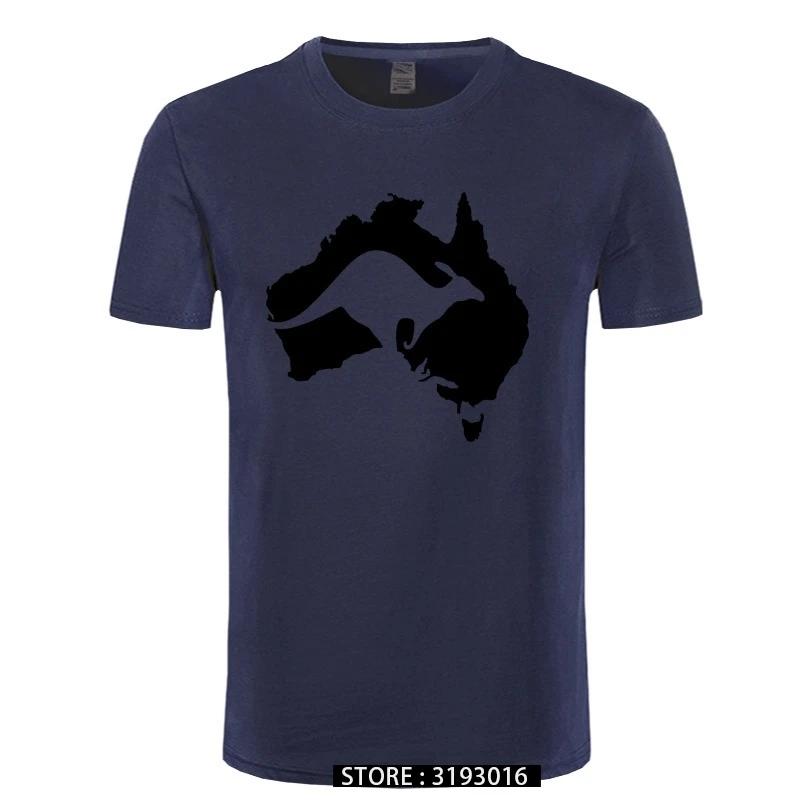 Cool Australia Map Kangaroo T Shirt Men Cotton Oneck Hip Hop Tops Harajuku Streetweaarr Australia Tshirt