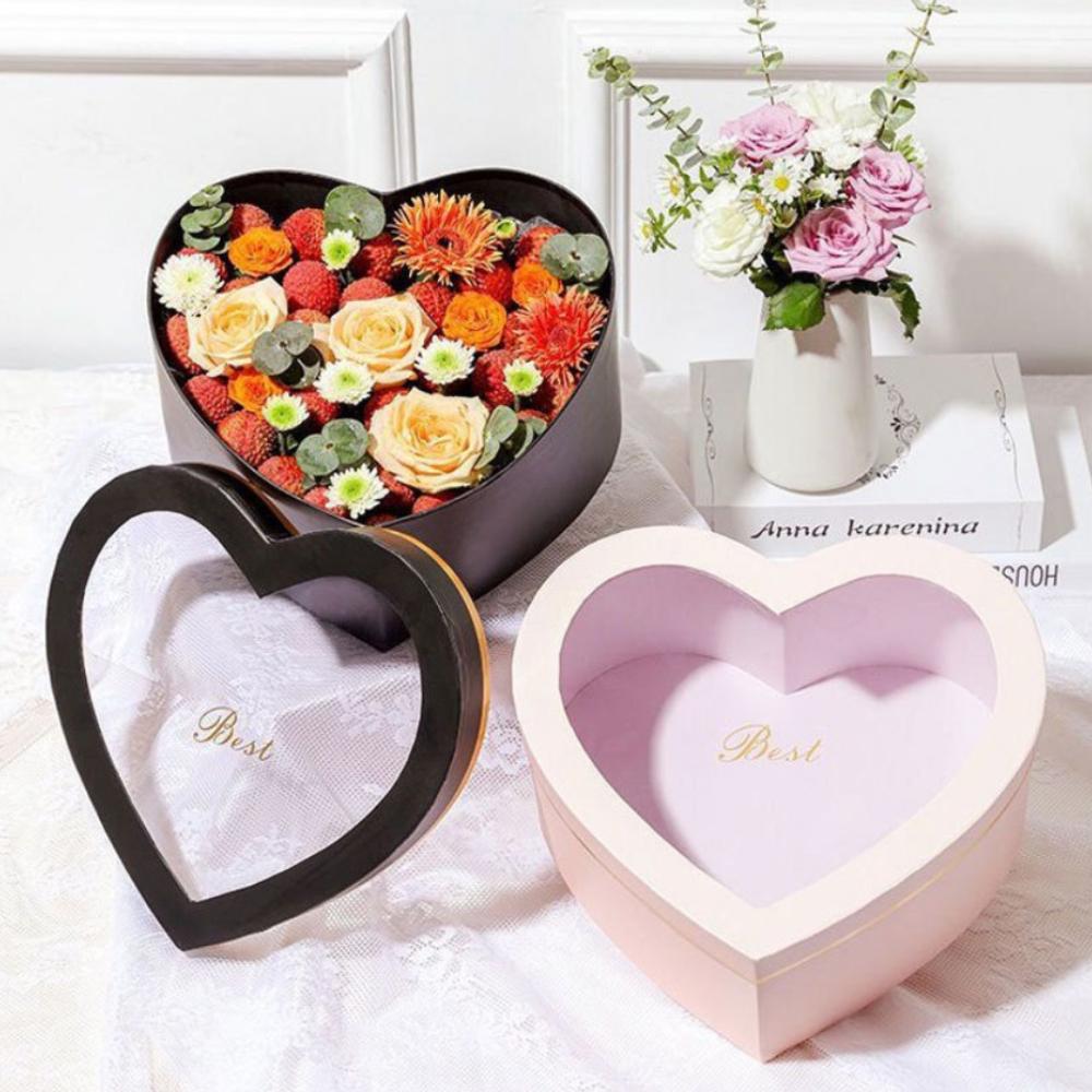 Набор из 2 подарочных коробок с крышками, цветочные коробки в форме сердца для композиций, цветочная подарочная коробка, предложение руки и сердца для подружки невесты, свадьба, день рождения, вечеринка по случаю рождения ребенка, день святого валентина