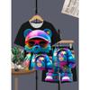 Tween Boy 3D Bear Print Streetwear Style Свободный крой футболка и шорты комплект, комплект одежды