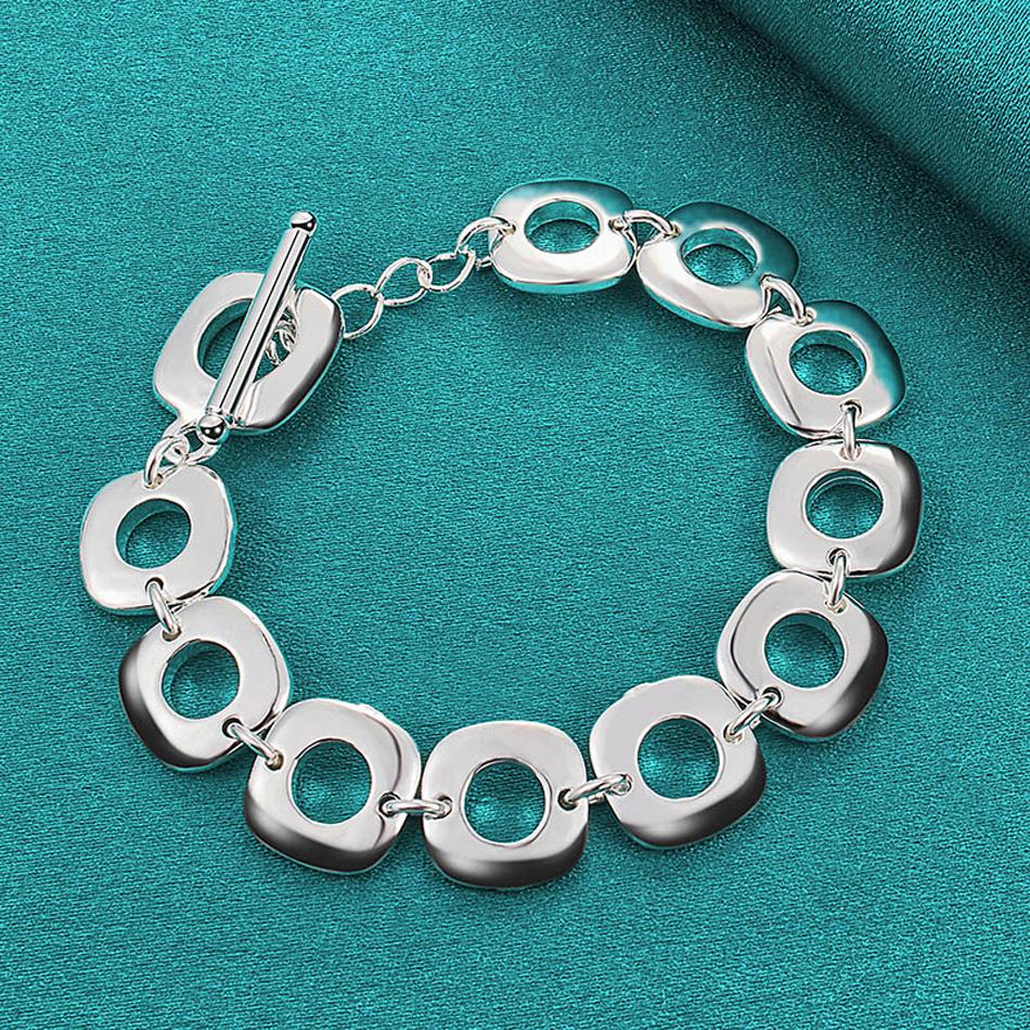 Браслет-цепочка из стерлингового серебра 925 пробы с круглым кольцом, модные ювелирные изделия