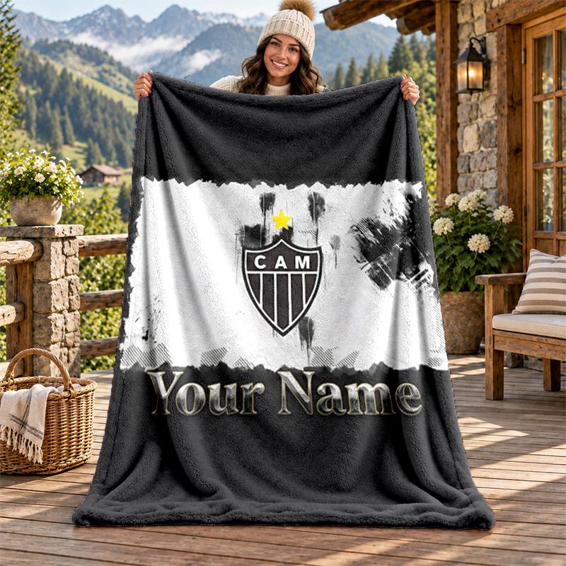 Clube Atletico Mineiro Custom Name Flannel Blanket Personalized Soft Warm Plush Throw Blanket Customized Gift for Family Friends