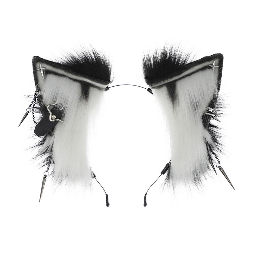 Anime Character Headband Wolf Ears Shape Hair Hoop Plush Carnivals Party Headpiece Cosplay Party Costume Props Unisex