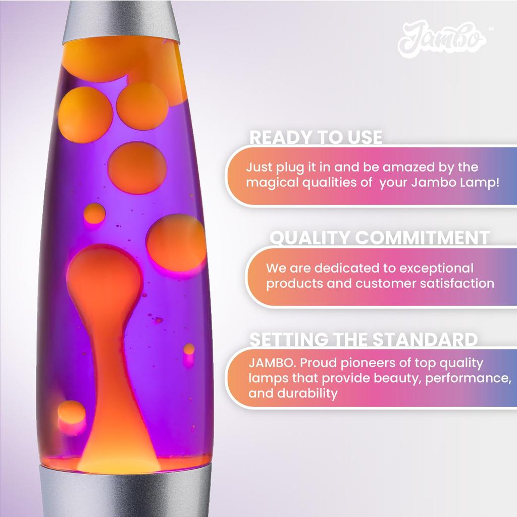 Джамбо 16-дюймовая жидкостная лампа с желто-оранжевым воском и фиолетовой жидкостью, красивая лампа с текущим лавообразным воском, развлечение для взрослых и детей