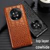High-quality Cowhide Crocodile Belly Pattern Genuine Leather Protective Cover for Honor Magic 4 and Magic 4 Pro.