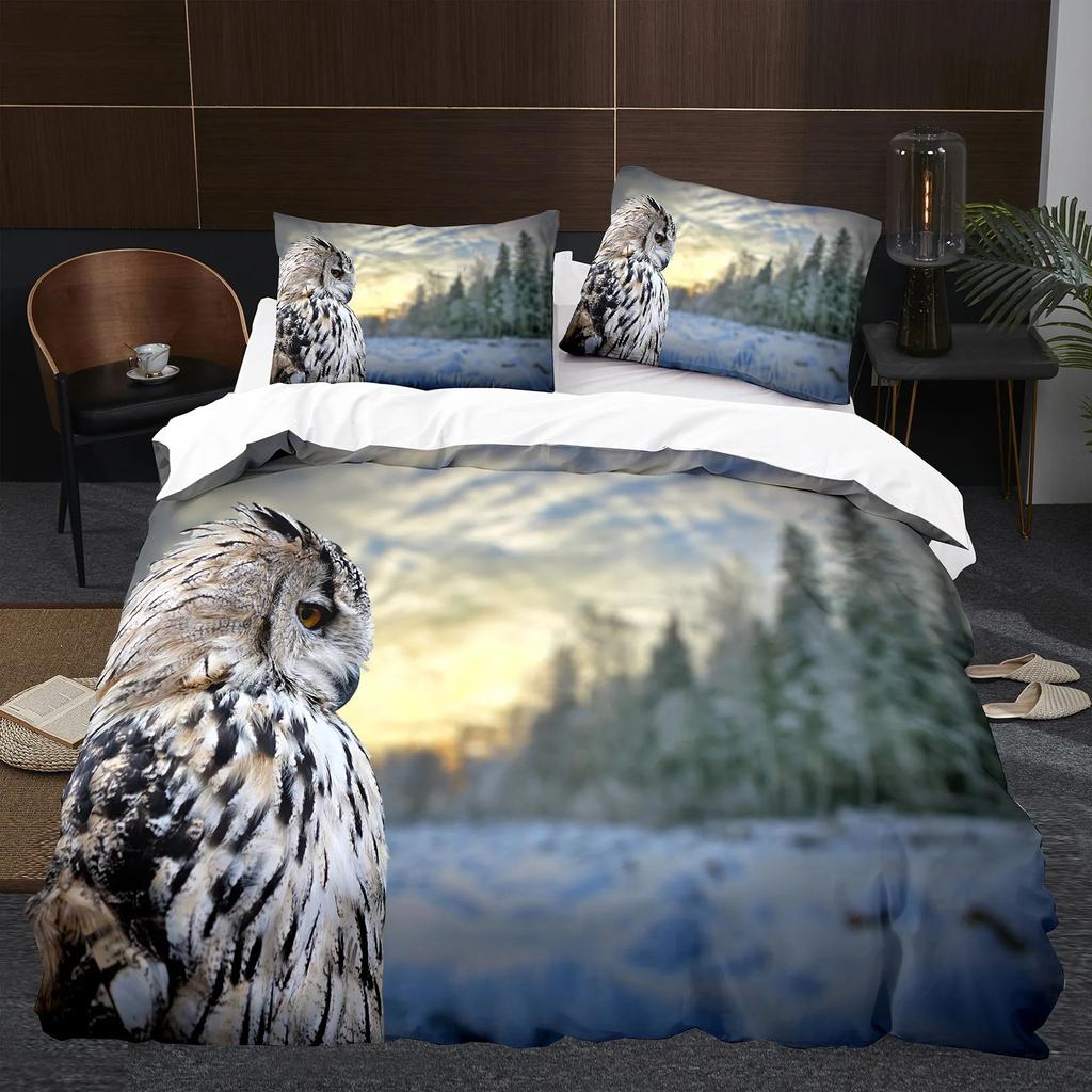 Комплект постельного белья Owl Boys Youth King Queen Cool Black Nighthawk Safari Wildlife Комплект постельного белья из полиэстера с изображением птиц и животных