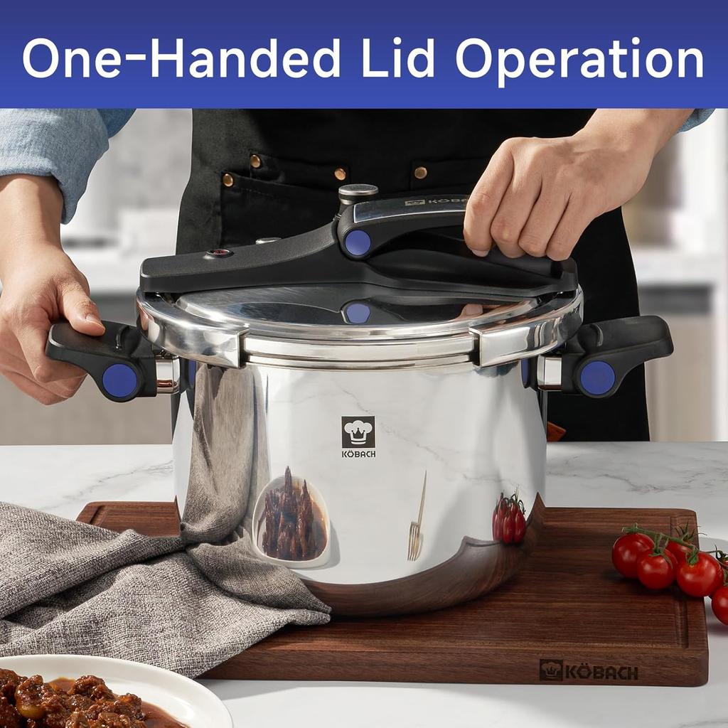 8QT Stainless Steel Pressure Cooker, Olla De Presion, Cooking Pressure Cooker, Compatible with Induction and Gas Stovetops, Dishwasher Safe