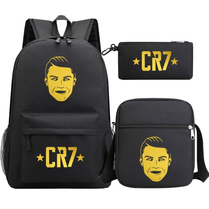Youth Football Star Print Backpack Set Teens - 3-Piece Unisex Oxford Fabric School Bag With 13 Laptop Compartment