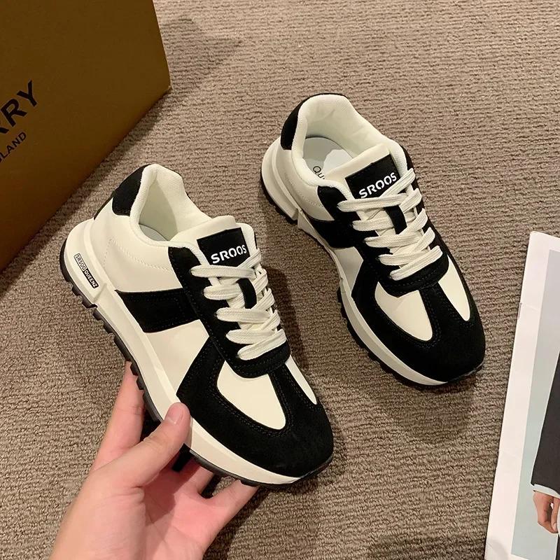 Модные новые женские кроссовки на шнуровке с круглым носком, женские повседневные спортивные туфли на платформе, дизайнерские брендовые вулканизированные туфли Zapatillas Mujer