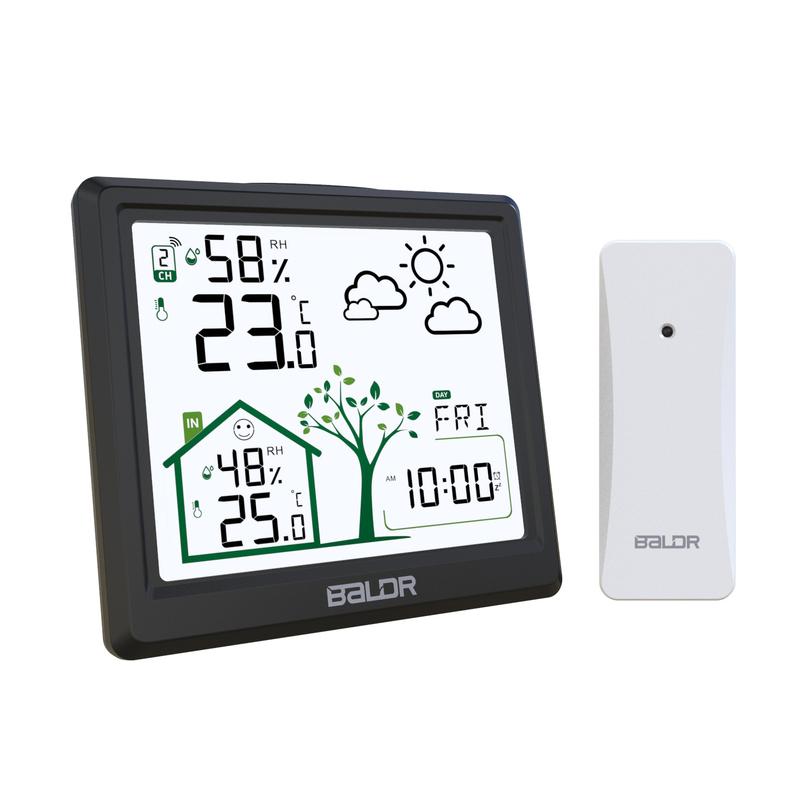 Baldr 4.9" Smart Digital Thermometer Hygrometer Weather Station Alarm Clock Comfort Tips Frosting Point Wireless Forecast Sensor