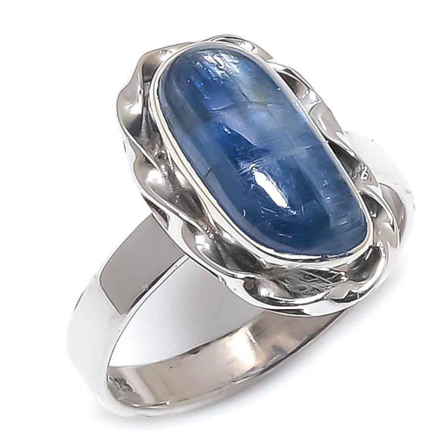 Natural Blue Kyanite Gemstone Handmade 925 Solid Silver Jewelry Ring Size 7 I0M32