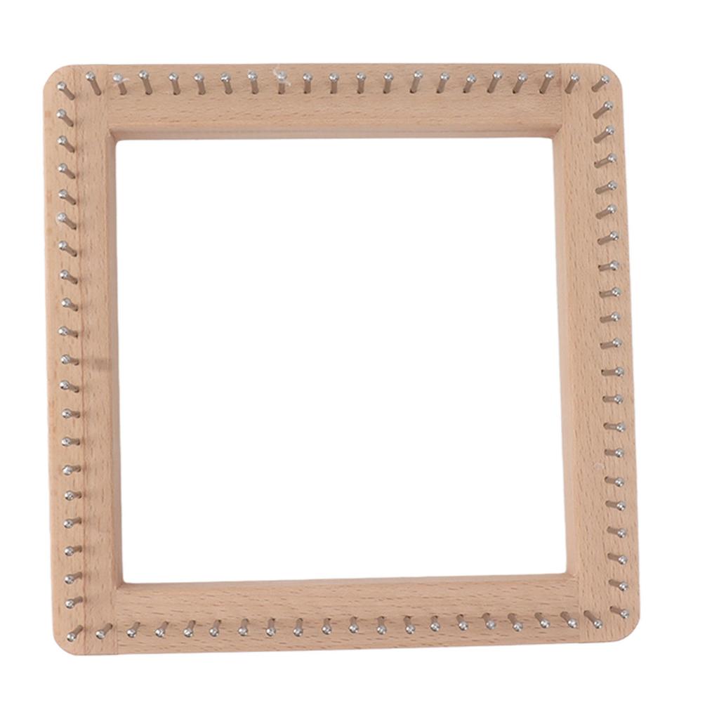 Mini Square Knitting Tool with Hooks Wooden Crochet Board for Weaving Mat Hairband Blanket Sock