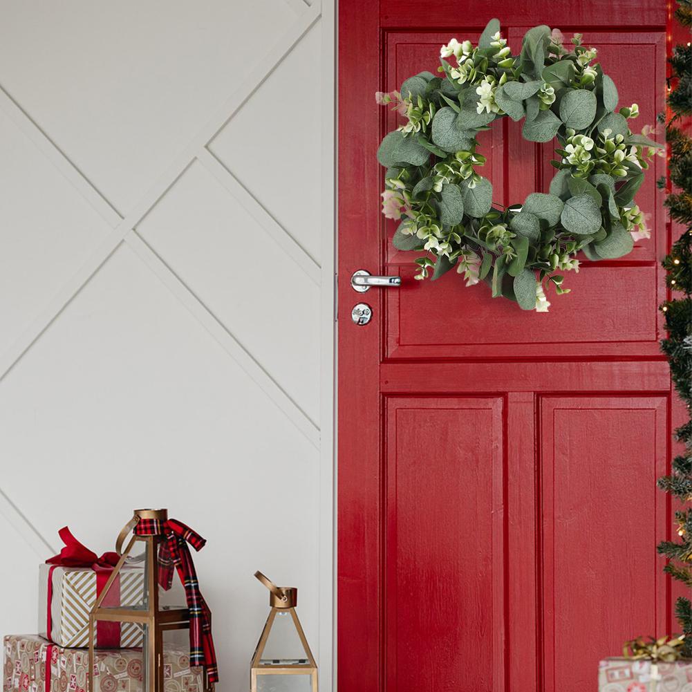 Создание праздничной атмосферы 33 см искусственный венок реалистичные цветы зеленый эвкалиптовый венок листья венок для стены входной двери