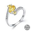 Created Gemstone Citrine Ring Oval Round Shape 925 Sterling Silver Rings For Women Gifts Vintage Party Fine Jewelry
