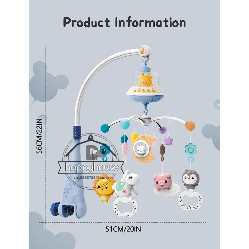 1шт музыкальный детский мобиль для кроватки с подсветкой музыкальная проекция для младенцев пульт дистанционного управления игрушки для кроватки для новорожденного мобильный для игрушек для кроватки