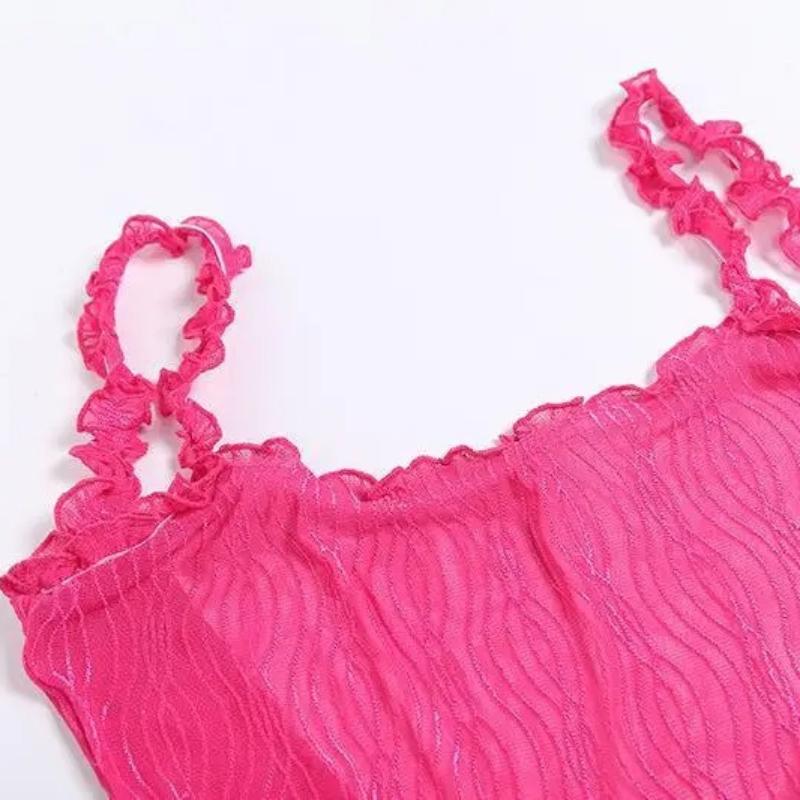 European and American Summer Women's Camisole Lace One Line Collar Slim Fit Bottomed Jumpsuit