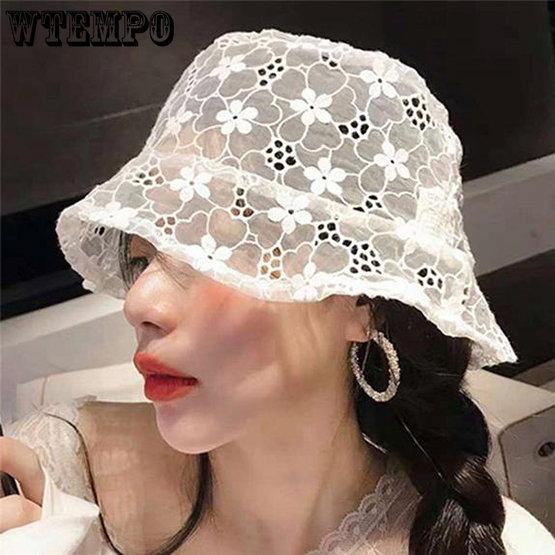 WTEMPO Lace Hollow Out Hat for Women Soft Lace Flower Wide Brim Sun Hats Floppy Summer Hat Dress Lace Ladies Beach Hat