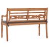 Batavia Bench with Dark Gray Cushion 120 cm Solid Teak Wood