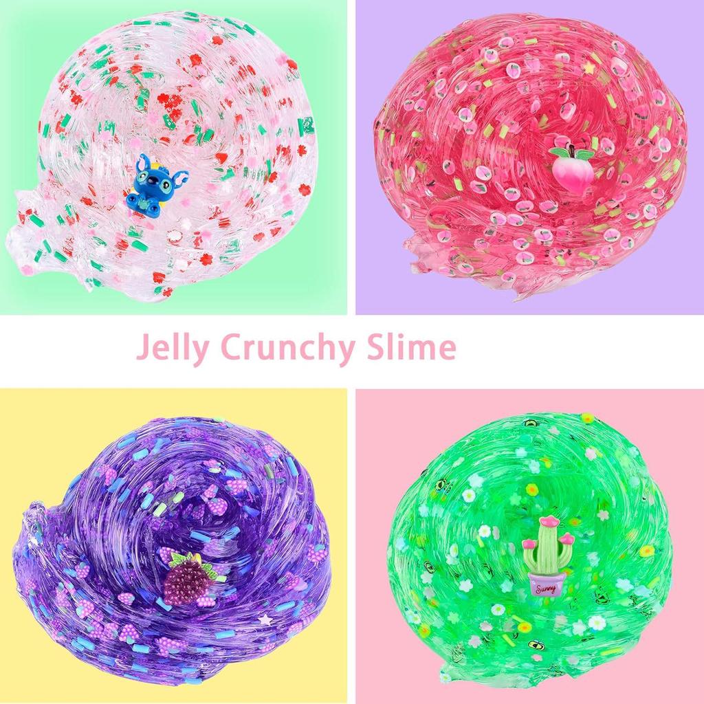 9-Piece Translucent Crystal Clay Slime Set - Ultra Soft, Glossy, and Crunchy Slime