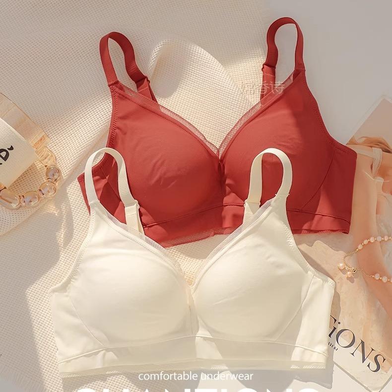 Traceless underwear women's small breasts gather and show large breasts, anti-sagging mulberry silk adjustment bra cover new
