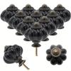 Vintage Ceramic Pumpkin Knobs, 8pcs 1.51.3 Inch Black Drawer Pulls, Cabinet/Door/Dresser Knobs with Screws